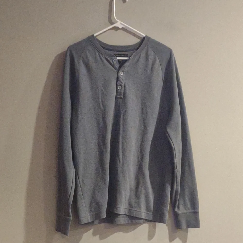 Banana Republic Mens Large‎ Gray Stripe Long Sleeve Henley